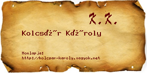 Kolcsár Károly névjegykártya